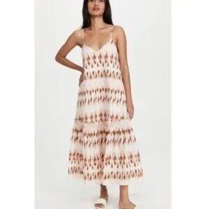 A.L.C. Tie -Dye Colette Cotton Blend‎ Sundress Midi Dress Pink Mojave Sz 8 NWT